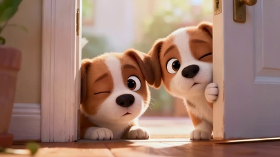 扒门探头的狗狗