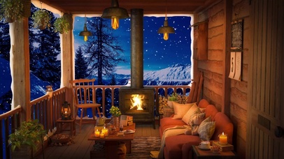 唯美雪天壁炉别墅