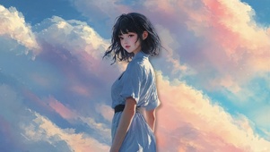 彩云下的美女