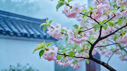 治愈樱花小雨4K