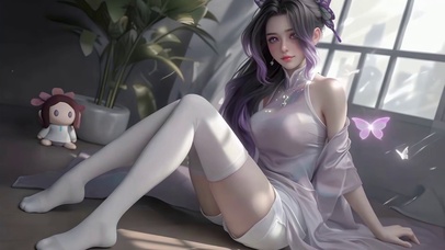 窗边白丝美少女
