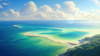 俯瞰纯净海岛海岸