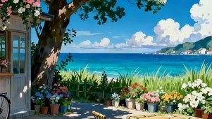 海景树木带鱼屏