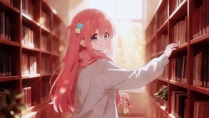 唯美光影图书馆二次元少女