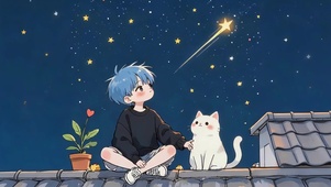 屋顶看流星