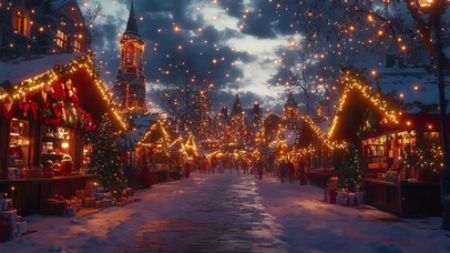 热闹圣诞小镇温馨集市