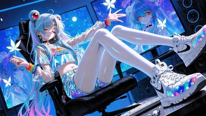 炫彩赛博夜色美少女