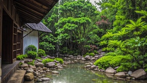 【雨景】屋后的池塘