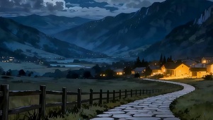 夜景树木带鱼屏