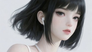 短发耳机女孩