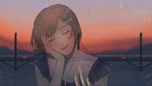 傍晚余晖玻璃雨