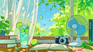 窗台上的夏日青柠汽水