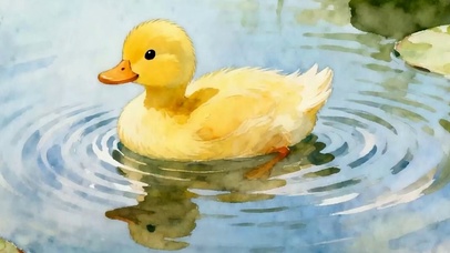 夏天池塘鸭子带鱼屏