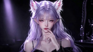紫发猫耳二次元魅惑少女