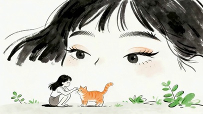 女孩遇见猫