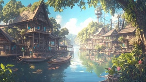 森林河畔乡村木屋