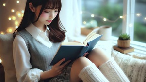 治愈美女看书4K