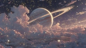 唯美粉色云朵夜空星球