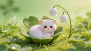 绿叶小窝猫咪