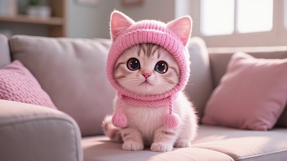 粉帽萌猫
