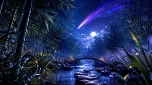 月夜流光竹林