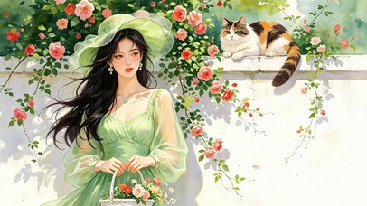 女孩与猫咪