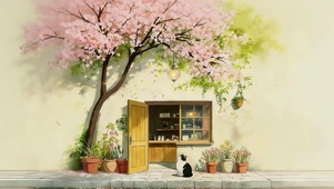 樱花树下小屋