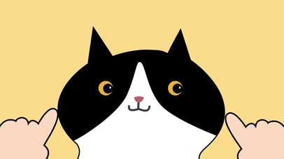 可爱黑白奶牛猫戳脸动态壁纸