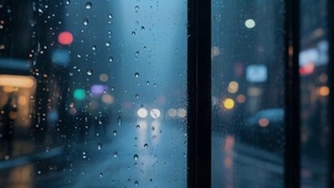 4K窗外城市雨夜