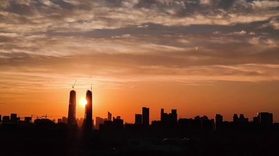 4K夏季夏天日落晚霞彩云