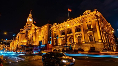 8K大气上海外滩钟楼灯光秀