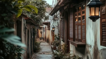 穿梭静谧村落古巷建筑