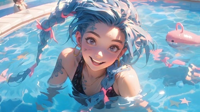 泳池甜美金克丝