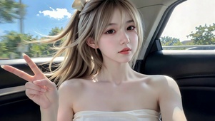 车内比耶清新甜美女神