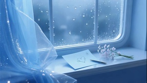 4K蓝色梦幻雨天卧室