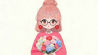 戴眼镜可爱女孩