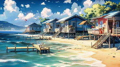 唯美海边插画