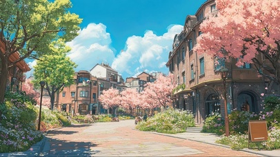 阳光灿烂城市校园风景