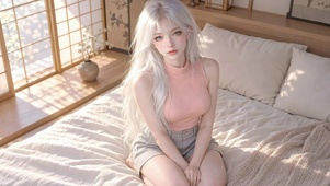 银发少女暖光卧室