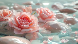 流水与花