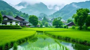 绿色护眼乡村稻田