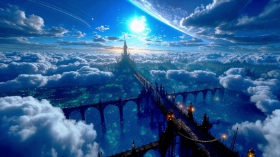 云端科幻都市梦幻奇景