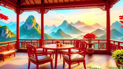 山中的古风茶楼