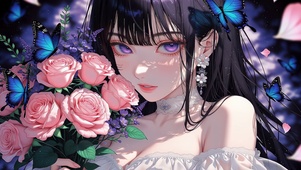 鲜花与美女高清4k