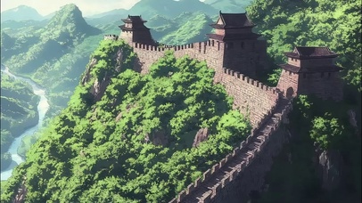 绿色夏日蜿蜒宏伟长城