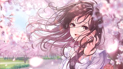 唯美樱花小道少女