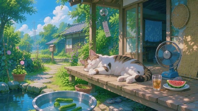 夏日乘凉的猫猫