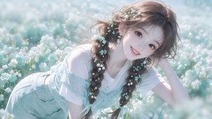 花海甜美微笑少女