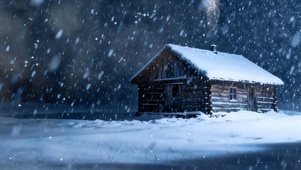 夜景房屋雪景带鱼屏双屏
