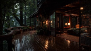 森林小屋雨声